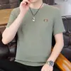 Camiseta de Manga Corta de Seda de Hielo para Hombre, Top Delgado Transpirable de Verano de Moda, Camiseta de Talla Grande, Camiseta de Manga Corta para Hombre