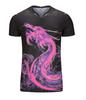 Roupas de tênis de mesa de manga curta com estampa de dragão de secagem rápida para homens e mulheres, traje esportivo respirável para badminton, camiseta de competição de treinamento de barco-dragão