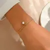 Colgante Geométrico de Zirconia Transfronterizo Cadena de Tenis Cadena de Perlas Pulsera de Acero Inoxidable Empalmada Joyería Chapada en Oro Accesorios de Alta Gama para Mujeres