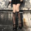 Fita Preta Joelho-alto Meias JK Menina Bow Sexy Skinny Perna Seda Preta Meias de comprimento médio Primavera e Verão Meias