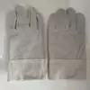 Soldador Luvas de Proteção do Trabalho de Soldagem de Couro Integral Camurça de Duas Camadas Luvas Curtas de Soldagem Punhos de Lona Branca Luvas de Couro de Vaca