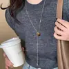 Collar Colgante Corazón de Acero de Titanio para Mujer de Lujo Ligero de Alta Gama para Otoño e Invierno, Cadena Larga Ajustable para Suéter, Versátil para el Uso Diario
