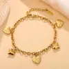 Pulseira Elegante de Luxo Leve com Pingente de Coração e Franjas para Mulheres Estilo Diário Personalidade Commuting Pulseira Ajustável Pulseira de Coração Dourada