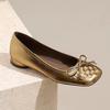 Sapatilhas de Ballet Retro Francesas Novo Estilo Laço Couro Macio Tecido Confortável Versátil Bico Redondo Sapatos Femininos