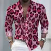 Camisa de manga larga con estampado de leopardo para hombre, transfronteriza europea y americana, con impresión digital 3D y diseño personalizado