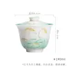 Cuenco de porcelana blanca Moji pintado a mano con caña para el hogar, juego de té de kung fu, esmaltado bajo cubierta de color jade, con interior de barro y turquesa, cuenco para té verde.