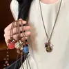 Nuevo Collar Colgante Largo Corazón Color Café Estilo Chino Cadena de Suéter Estilo Antiguo Zen Retro Cordón Accesorios Decorativos para el Cuello