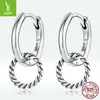 Charm de plata original plata s925 doble anillo hebilla de oreja moda femenina geométrica estilo commuter pendientes pendientes al por mayor SCE1199