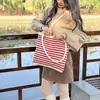 2026 Nueva Bolsa Rayada Transfronteriza, Bolso Tote Japonés y Coreano, Bolso Tejido, Bolso de Playa con Forro de Lona para Mujer, Bolso Tejido