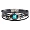 Pulsera retro europea y americana de múltiples capas de las 12 constelaciones DIY pulsera de cuero punk para pareja joyería de constelaciones