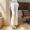 Calça de Perna Larga com Textura de Seda de Gelo, Estilo Fino, Novo Estilo Casual Verão 2025, Cintura Elástica, Cor Sólida