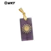 Wt-P2011 Exportación Más Vendido Pequeño Sol Dorado Incrustado Piedra Natural de Colores Colgante Rectangular Accesorios Hechos a Mano