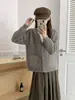 Cardigan de Tricô Solto Novo Estilo Coreano Outono e Inverno para Mulheres, Versátil Solto Plus Size Preguiçoso Casaco Suéter Falso de Visão de Minka Top