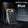 Adecuado para iPhone Duo: funda de teléfono galvanizada, compatible con Magsafe, con patrón de Kevlar, adsorción magnética y soporte integrado para protección contra caídas