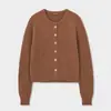 Cárdigan de Punto Grueso de Lana de Alpaca Acme para Mujer, Otoño Cuello Redondo de un Solo Botón Holgado Abrigo Suéter 22100