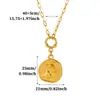 Colar com Pingente Redondo Banhado a Ouro 18K Estilo Retrô Oceano Embutido Pingente de Moeda Concha Textura Corrente em O Corrente Leve de Luxo para Clavícula