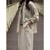 Camisa Feminina de Linho 14 Cores Estilo Old Money Primavera e Outono Básica Cor Sólida Manga Longa Jaqueta Protetora Solar de Verão Top
