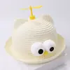 Sombrero de Paja de Bambú con Libélula para Niños, Estilo Nuevo de Verano para Tiktok, Sombrilla Giratoria de Molino de Viento, Dibujos Animados, Sombrero de Pescador para Bebé