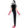 S-XL Vestido Kuila Dálmata Halloween Preto e Branco Bruxa Yin Yang Fantasia de Palhaço Kuila Roupa de Palco