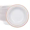 Tazón desechable de 7.5 pulgadas y 12 oz borde dorado plato hondo plástico duro PS tazón para ensalada tazón para sopa fiesta fiesta tazón para salsa 1