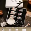 Tazas a juego para pareja de recién casados, regalo de compromiso y boda para recién casados, juego de regalo de taza y platillo de café práctico de alta gama