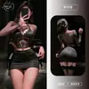 Vestido Curto Preto Transparente com Renda Vazada e Patchwork de Malha, Mangas Longas, Modelagem Justa ao Corpo, Estilo Hot Girl para Mulheres