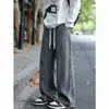 Pantalones casuales estilo tie-dye americano de seda helada para hombre, marca de moda de verano, pantalones largos holgados de pierna ancha, pantalones rectos finos y holgados para hombre