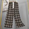Pantalones de pijama de algodón y seda para mujer, estilo fino de verano, talla grande, pantalones de pierna ancha de cintura alta, adecuados para usar en exteriores, pantalones de playa de seda de algodón artificial, pantalones para casa