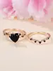 Suministro del Fabricante Nueva Tendencia de Moda Estilo de Personalidad de Nicho Lindo y Dulce Conjunto de Anillos con Forma de Corazón de Diamante de Zirconia Versátil