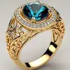 Huajie Estilo Europeo y Americano Palacio Dama Noble Accesorios de Alta Gama Anillo Estilo Princesa para Mujeres Anillo Hueco de Aleación Oro de Imitación Nuevo