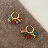 Brincos Pendentes Redondos de Rattan com Contas de Resina Agulha de Prata Brincos de Estilo Boêmio para Férias Brincos de Design de Nicho