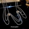 Diamond-embedded gota de água multi-camada geométrica ombro corrente quente menina doce cool estilo moda cadeia corpo nicho personalidade colar de alta qualidade para mulheres