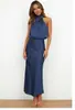 Vestido de satén sin mangas de color liso, nuevo para la primavera/verano 2026, europeo y americano, elegante y moderno, vestido ligero de noche