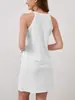 Transfronterizo europeo y americano 2026 nuevo Amazon elegante vestido sexy sin mangas con espalda descubierta de color liso y empalme de encaje para mujer