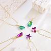Moda verão colorido vidro borboleta estrela do mar amor clavícula pingente delicado colar fino de aço inoxidável cor de retenção de jóias