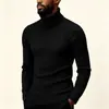 Suéter de punto trenzado de cuello alto para hombre, jersey estilo Amazon, suéter de corte ajustado, prendas de punto de manga larga con cuello alto para hombre