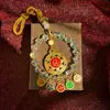 Colgante para Coche del Dios de la Riqueza de Cinco Caminos de Hangzhou con Ábaco de Colores y Candado, Colgante para Coche que Atrae la Riqueza