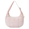 Bolsa de Gran Capacidad para Debajo del Brazo para Comercio Exterior, Bolso de Algodón Acolchado de Moda para Mujer, Bolso de Hombro Versátil, Bolso de Mano Bordado de Color Sólido para el Trabajo