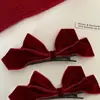 Pinza para el Cabello con Lazo Tridimensional de Otoño e Invierno, Accesorios para el Cabello, Tocado de Lazo Princesa Desenfrenada, Tocado de Año Nuevo Color Vino Tinto para Novia