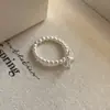 Estilo Coreano Estilo Coreano Anel de Pérola com Laço Feminino Elástico Luxo Leve Elegante Nicho High-end Anel de Dedo Novo Produto Joias