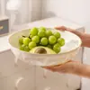 Bandeja de Frutas para Sala de Estar, Bandeja de Exibição de Lanches de Mesa de Centro Altamente Estética, Tigela de Frutas de Plástico de Luxo Leve, Espessada e Durável
