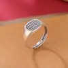 Anillo de Plata de Ley S925 con Diseño de Ciervo Plateado Retro Mate Desgastado Rico y Lustroso Moda Nacional Ajustable Personalidad Simple