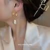 Pendientes de perlas geométricas irregulares retro francesas con aguja de plata, pendientes de moda de gran sentido, pendientes de tendencia de personalidad, venta al por mayor