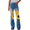 Pantalones Largos Casuales de Mujer Irregulares con Estampados Florales y de Pájaros, Tendencia Transfronteriza de Verano 2025