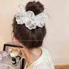 Scrunchie de Bolinhas de Alto Padrão Estilo Francês, Elástico de Renda Versátil para Mulheres, Adequado para Penteados de Coque, Acessório de Cabelo