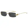 Novos óculos de sol vintage sem aro de metal com design de nó de corda, sofisticados e modernos, armação pequena que muda de cor, lentes lisas