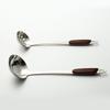 Longxiang Acero Inoxidable No Magnético Hogar Hotel Tienda de Fondue Cuchara para Gachas Gadget de Cocina Mango con Veta de Madera Fuga de Sopa Cuchara para Fondue