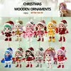 2D Plano 12 Piezas Exquisito Gorro de Santa Elfo Madera Navidad Año Nuevo Fiesta Regalo Decoración del Hogar Adornos Colgantes