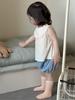 Ropa de Verano para Niños Estilo Delgado 2026 Verano Estilo Coreano para Niñas Camisa de Muñeca de Encaje Conjunto de Mono de Mezclilla