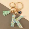En Stock Transfronterizo Inglés 26 Letras Ojo del Diablo Llavero de Resina Moda Accesorio para Bolso de Mujer Llavero de Coche